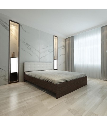 PAT INO  WENGE / TAPITAT ALB + SALTEA 160X200