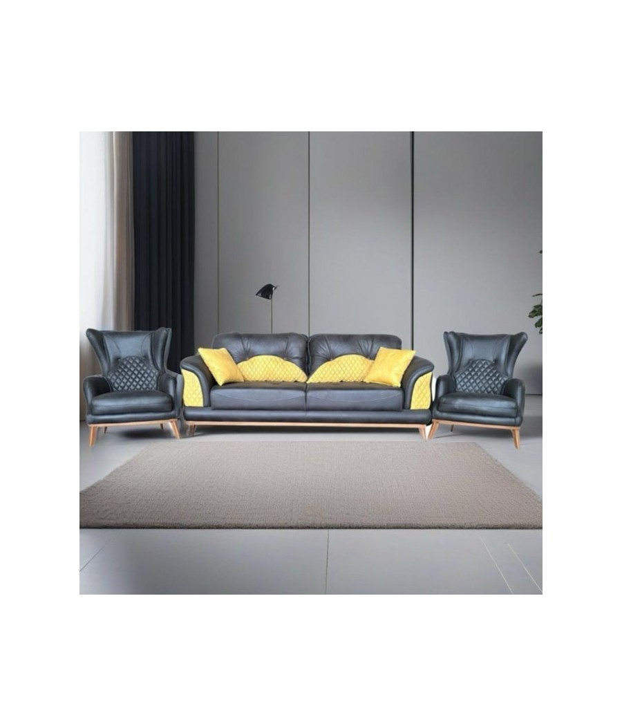 Canapea COD 20 + Set 2 Fotolii cu spatar rabatabil ( GRI )