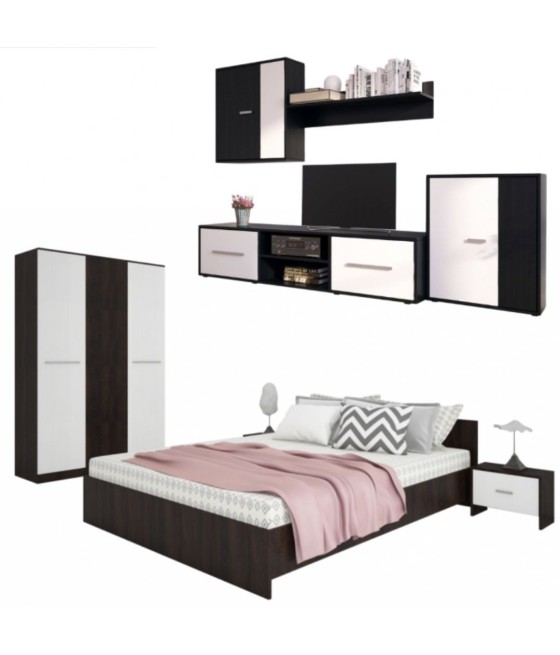 DORMITOR HERA WENGE + LIVING  MAKAZA WENGE