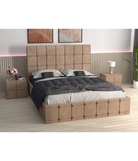 Pat Ven03 Crem + Noptiere Tapitate Crem+ Saltea Lux Ortopedica