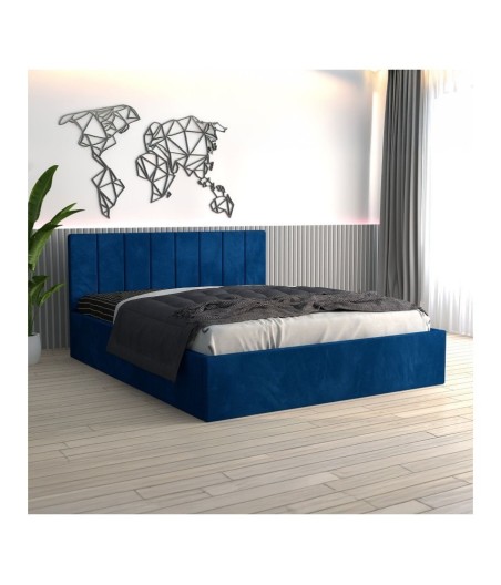 Pat Tapitat Sorin Albastru + Saltea Lux Ortopedica