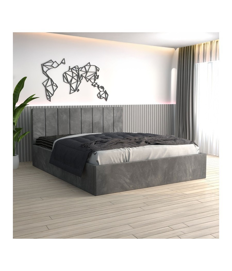 Pat Tapitat Sorin Gri + Saltea Lux Ortopedica