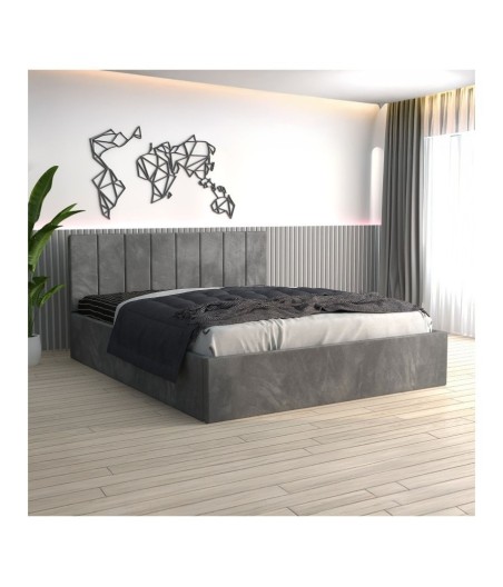 Pat Tapitat Sorin Gri + Saltea Lux Ortopedica