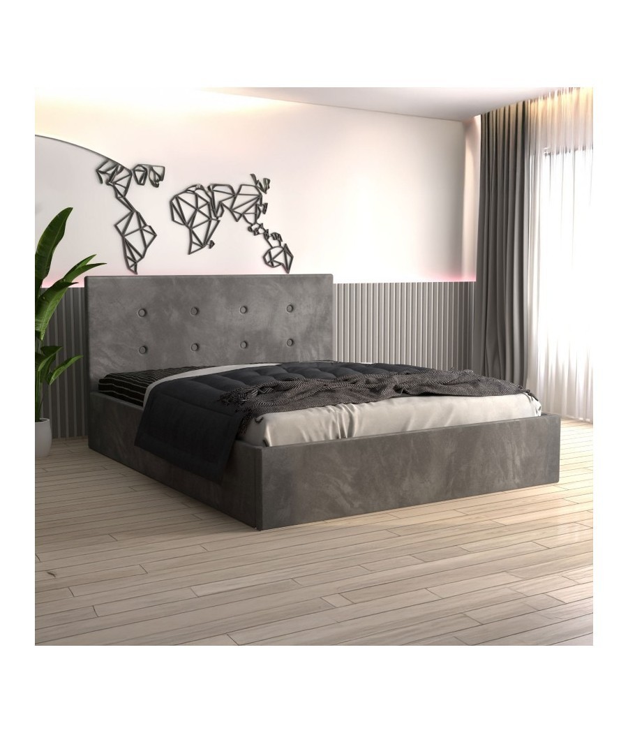 Pat Tapitat Filip Gri + Saltea Lux Ortopedica