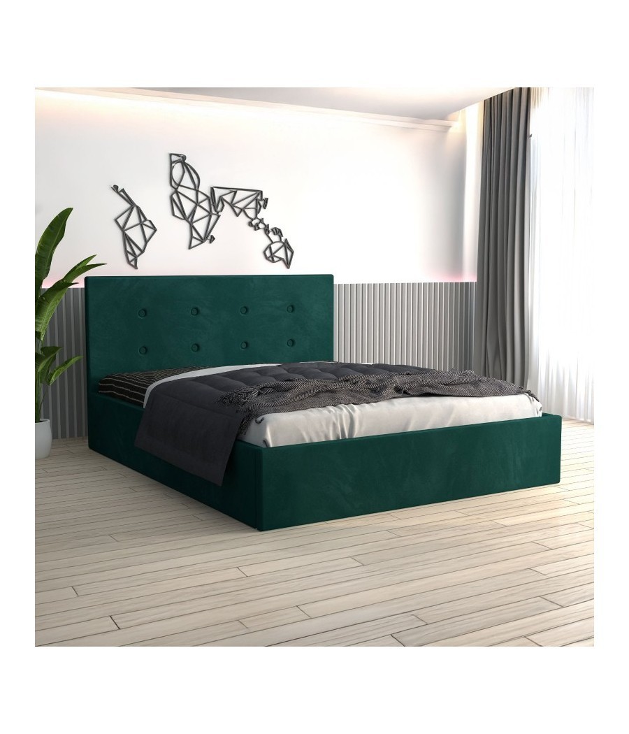 Pat Tapitat Filip Verde + Saltea Lux Ortopedica