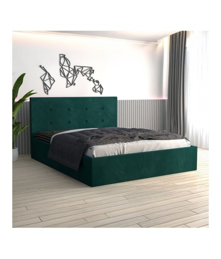 Pat Tapitat Filip Verde + Saltea Lux Ortopedica