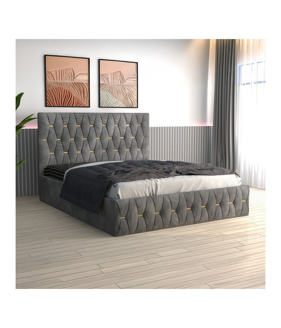 Pat Tapitat Eric  Gri + Saltea Lux Ortopedica