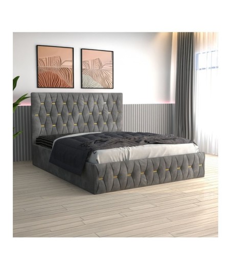 Pat Tapitat Eric  Gri + Saltea Lux Ortopedica