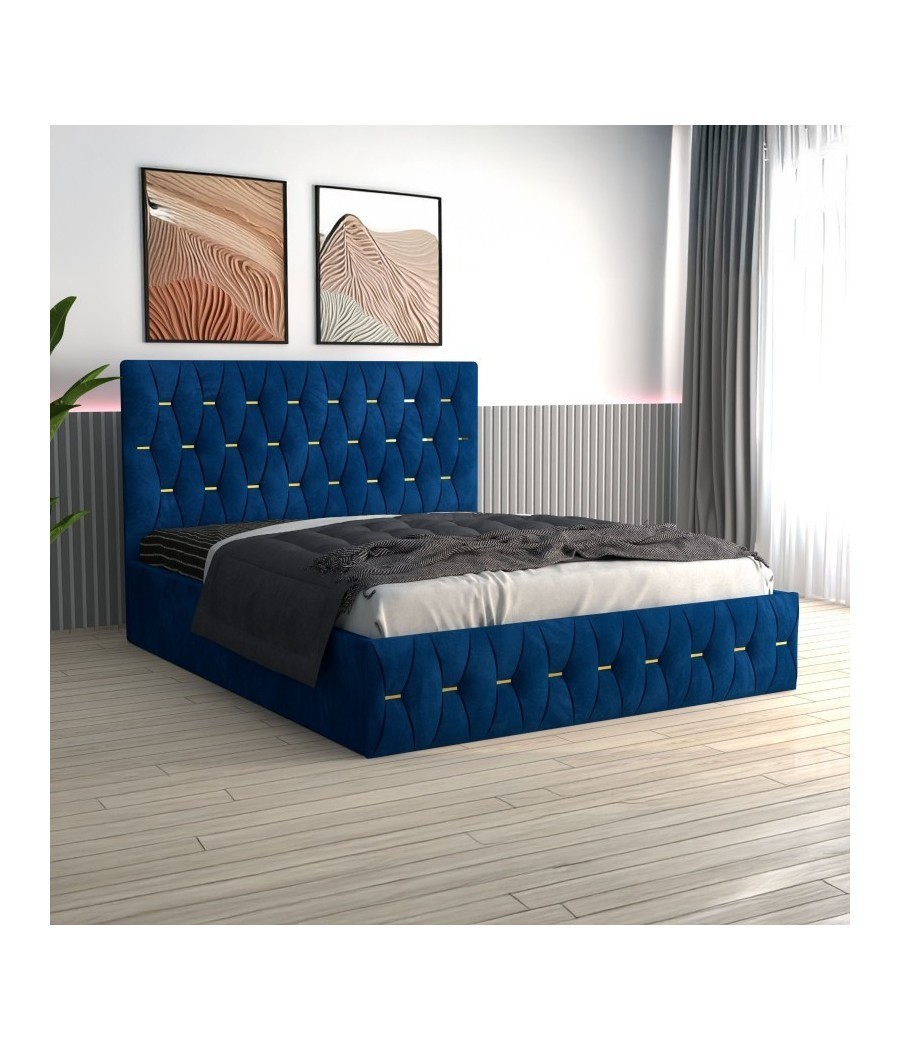 Pat Tapitat Eric Albastru + Saltea Lux Ortopedica