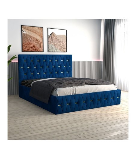 Pat Tapitat Eric Albastru + Saltea Lux Ortopedica