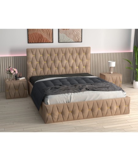 Pat Tapitat Eric Crem + Saltea Lux Ortopedica + Noptiere Tapitate