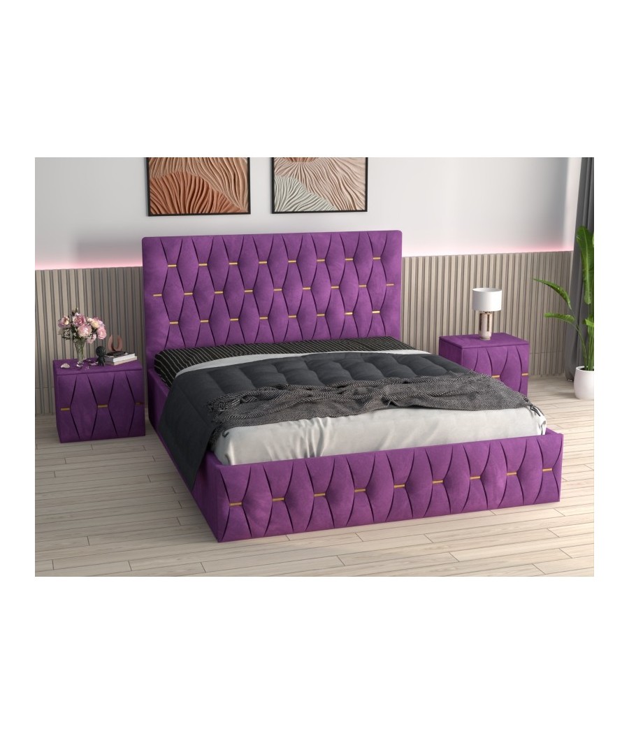 Pat Tapitat Eric Mov + Saltea Lux Ortopedica + Noptiere Tapitate